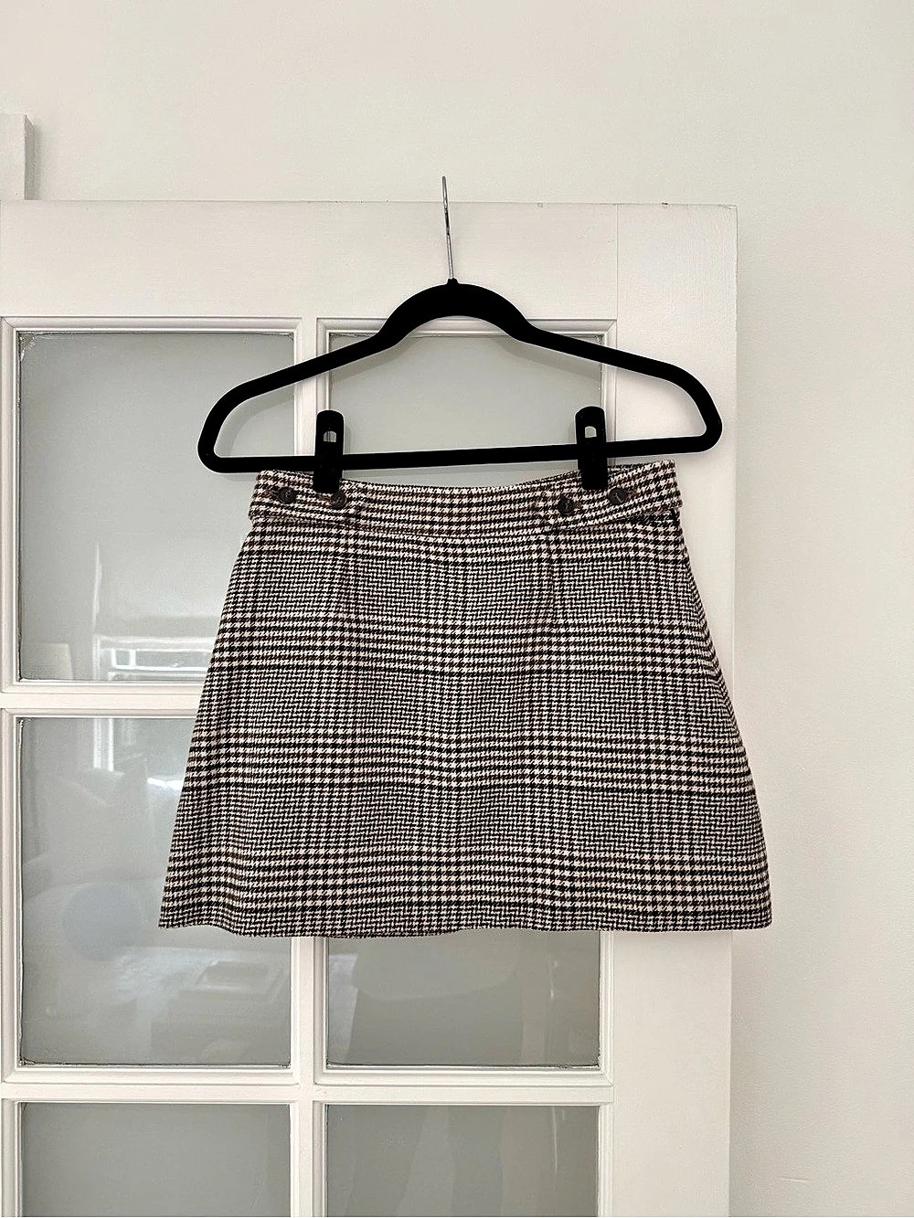 Doen Houndstooth Wool Mini Skirt